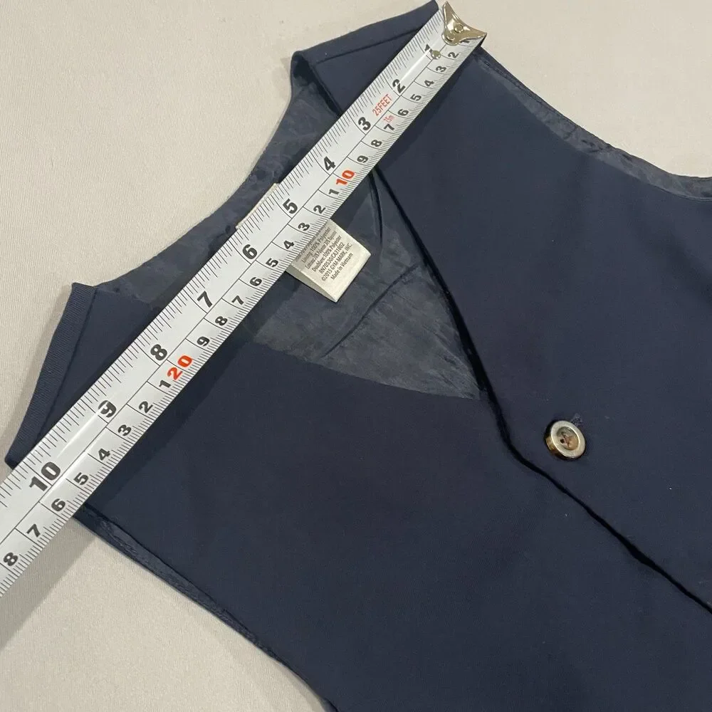 ~ Gymboree 5T Boys Vest Navy Blue Lined 3 Button Up